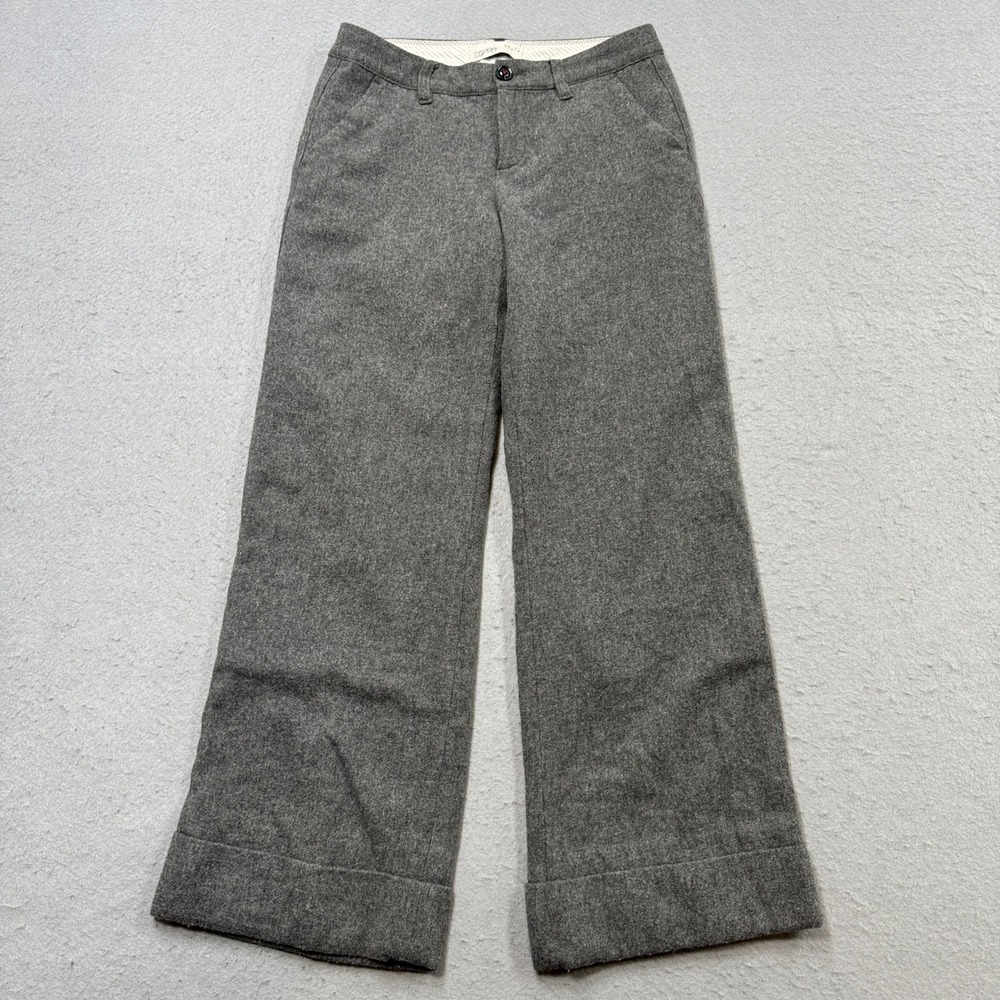 Y2K Esprit Trousers Women's 2 Gray Wide Leg Straight Fit Mid Rise Wool Workwear